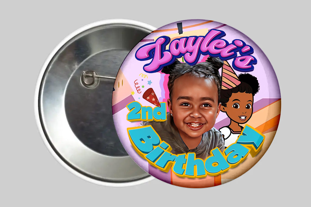 Custom Birthday Button Pin - Design 1