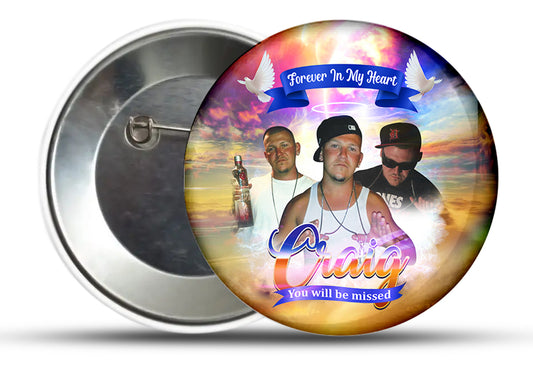 Custom Memorial Button Pin - Design 3