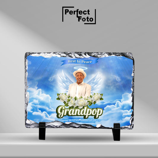 Custom Memorial Rectangle Slate Rock – Design 1