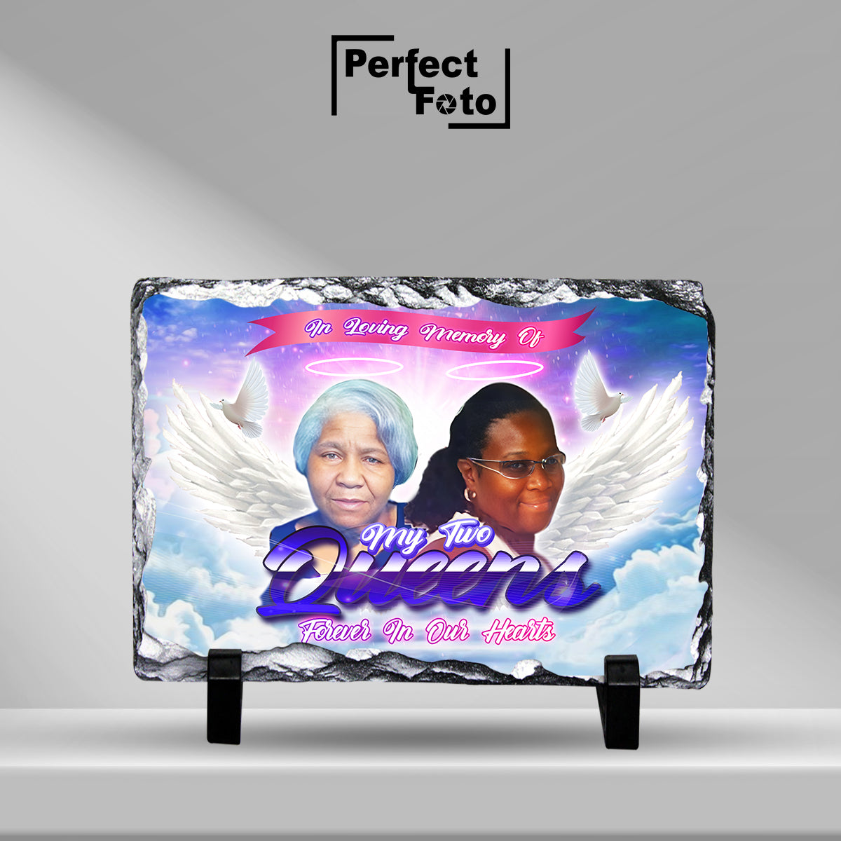 Custom Memorial Rectangle Slate Rock – Design 2