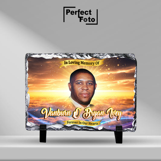 Custom Memorial Rectangle Slate Rock – Design 3